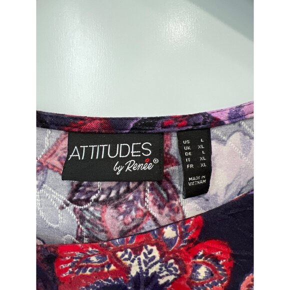 Attitudes by Renee Regular Asymmetric Jacquard Tunic Top Size Large Boho Hippie - Picture 3 of 7